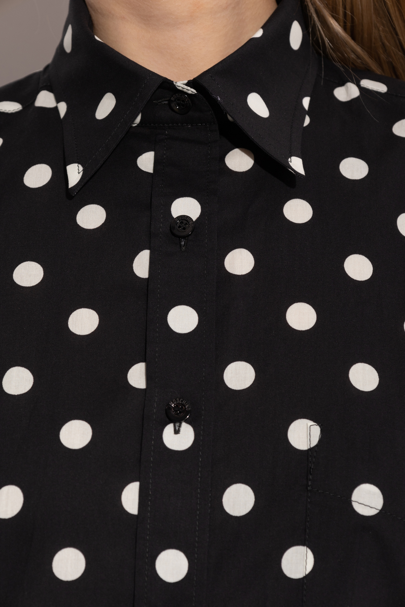 Tシャツ・カットソー Moschino SS25 \"POLKA DOTS\" SHIRT (02010452 2002) Off-White Allover Polka Dots Shirt by Moschino on Sale